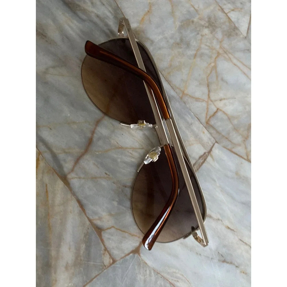 Gold Aviator Sunglasses Gradient Brown Lens Double Bridge UT 22 20 GLD FTG